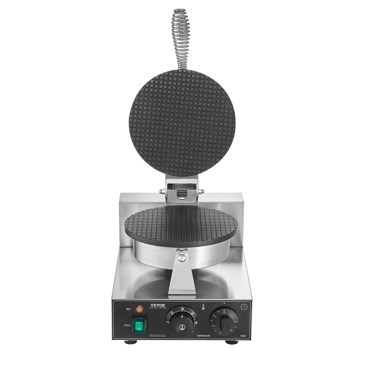 Waffle maker with two heating plates on a white background