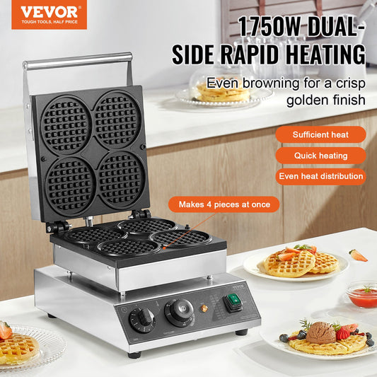 Vevor waffle maker with waffles on a kitchen counter