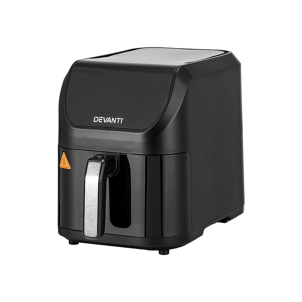 Black Devanti air fryer on a white background