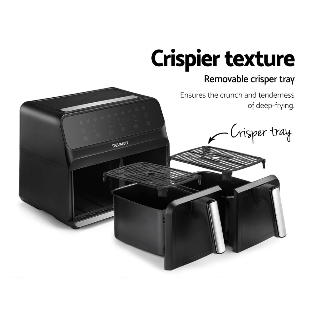 Non-stick surface clean, emphasizing the easy-maintenance, dishwasher-safe feature of the air fryer.