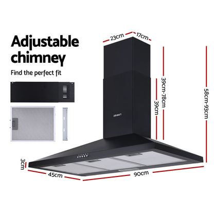 Chimney section can be adjusted to suit various installation heights and spaces.