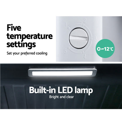 Devanti 70L Bar Fridge Glass Door Black