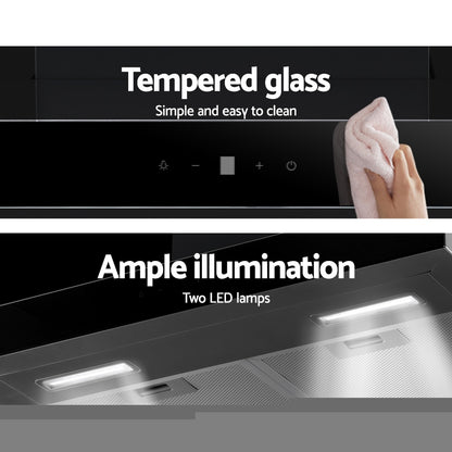 Dual LED lights illuminating cooktop area