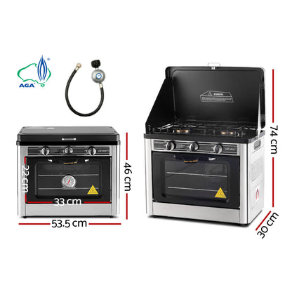 Oven heat gauge displaying cooking temperature on Devanti portable oven