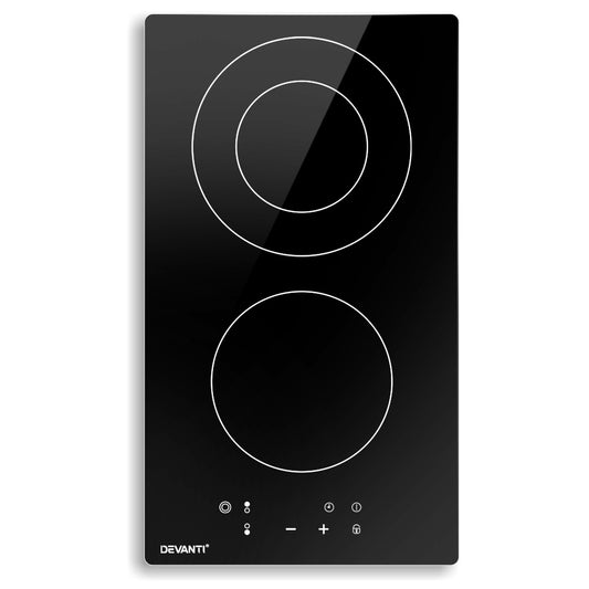 Sleek black Devanti electric cooktop with LED display and touch control panel