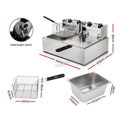 Devanti fryer twin food baskets with heatproof handles for safe cooking