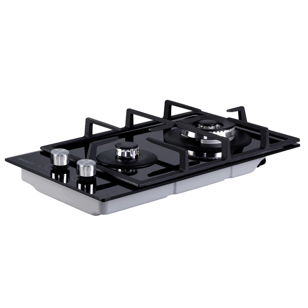 Side angle showing sleek low-profile black design with control knobs