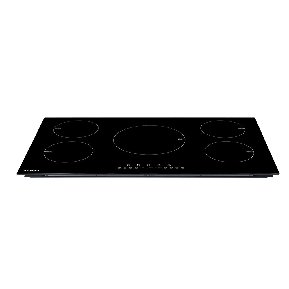 Black induction cooktop on a white background