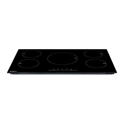 Black induction cooktop on a white background