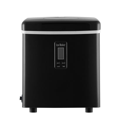 Compact and stylish DEVANTI ice maker in a modern kitchen benchtop setup.