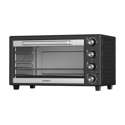 Devanti 45L convection oven with tempered glass door and control knobs
