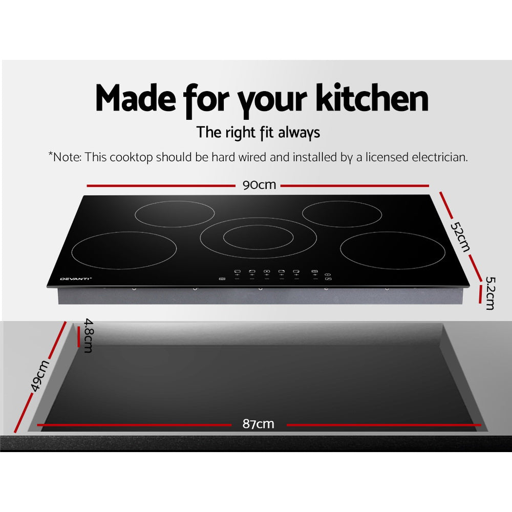 Elegant black ceramic glass surface viewed from the side with slim profile design.

