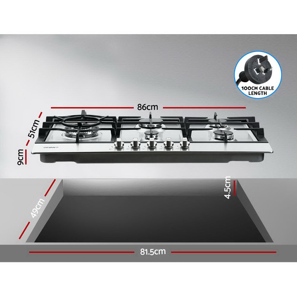 Built-in installation of Devanti gas cooktop