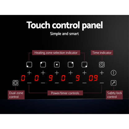 Close-up of the touch control panel with LED display and 9-level power settings.