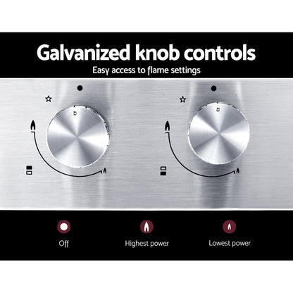 Galvanized knob controls for easy operation and precision flame adjustment.