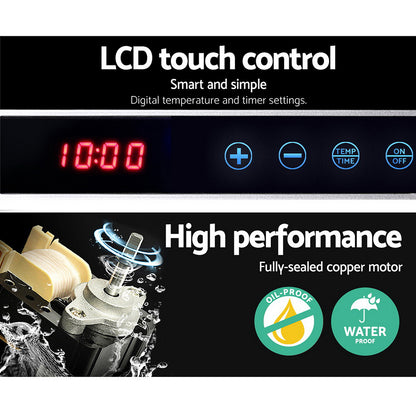 LCD display showing timer and temperature settings during operation