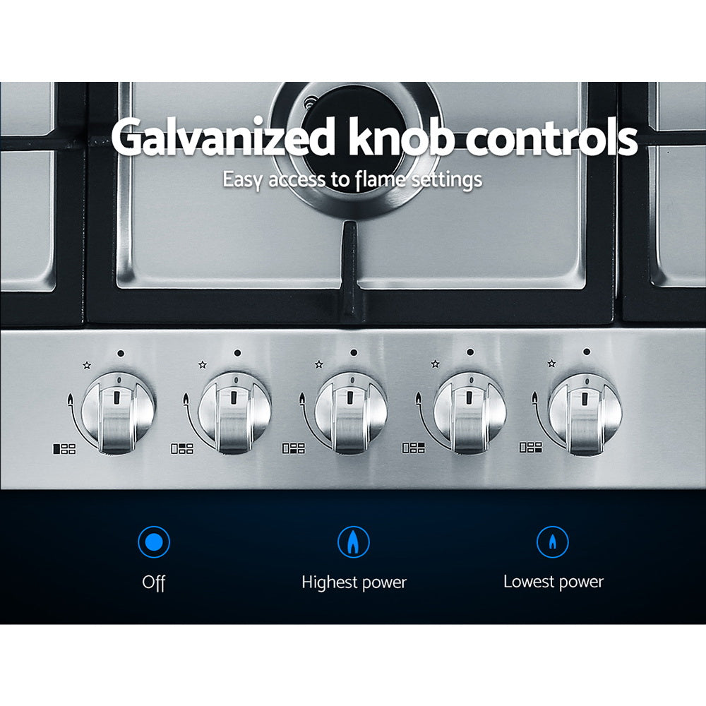 Galvanized knob controls on Devanti gas cooktop