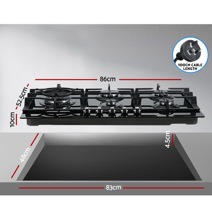 Detailed view of the black tempered glass surface, easy to clean and heat-resistant.