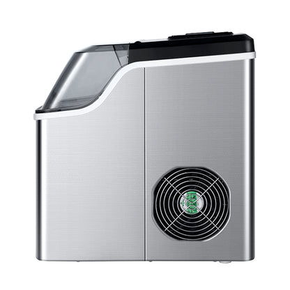 Rear cooling system of the Devanti Ice Maker featuring Freon-free refrigerant and heat dissipation vents.