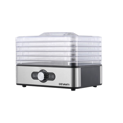 Devanti food dehydrator with clear top section on a white background
