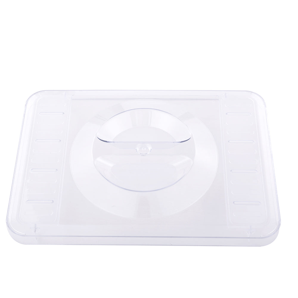 Clear plastic lid on a white background