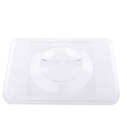 Clear plastic lid on a white background