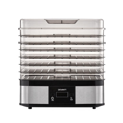 Open view displaying 7 BPA-free trays for even food placement and drying.
