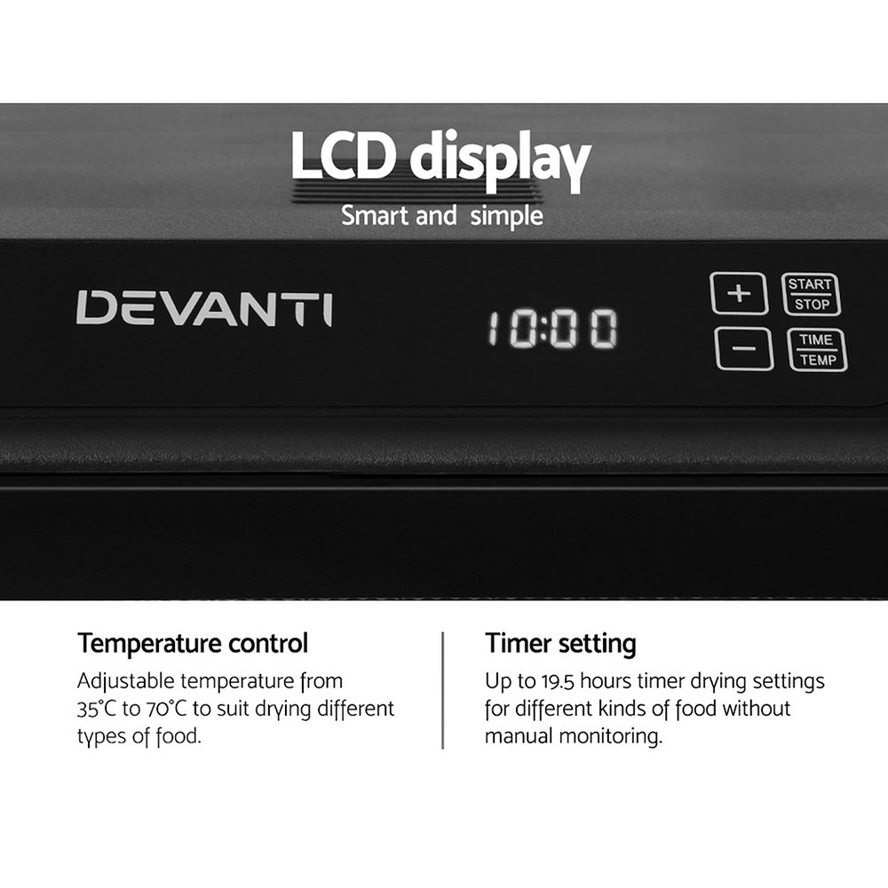 A close-up of the user-friendly LCD screen and touch controls for temperature and timer adjustments.
