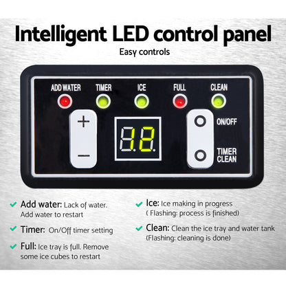 Simple LED touch control panel on Devanti commercial ice maker