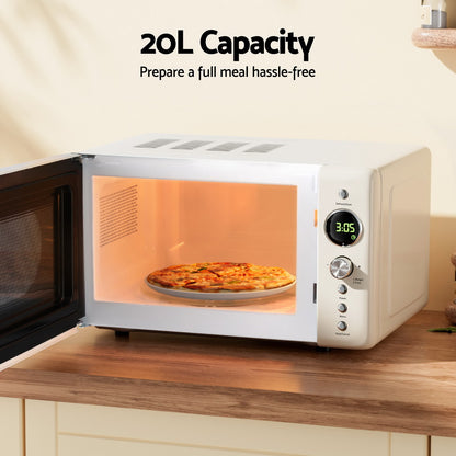 Spacious interior of Devanti 20L Microwave with 245mm glass turntable