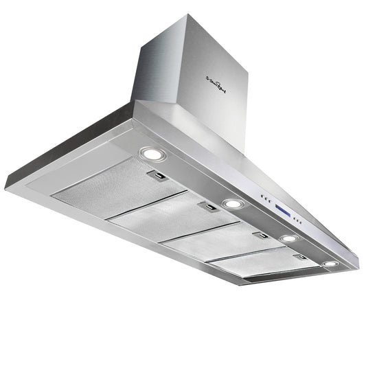 Commercial-grade Devanti 150cm stainless steel range hood with pyramid design and soft-touch control panel.