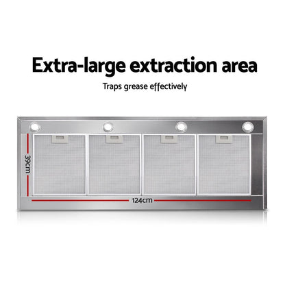 Easily washable 5-layer grease filters in the Devanti commercial range hood.