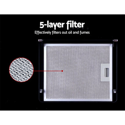 View of the two 5-layer non-stick aluminium filters, designed for easy removal and cleaning. Model RH-90-BK.