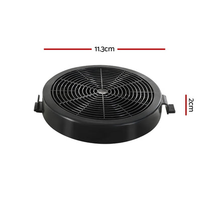 Devanti carbon charcoal filter to show scale and size of the 11cm replacement part for kitchen range hoods.