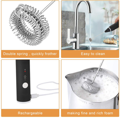 Durable food-grade whisk head easily attaches and detaches for cleaning and storage.