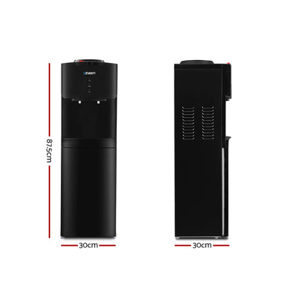 Top-loading design compatible with bottled or filtered water containers.