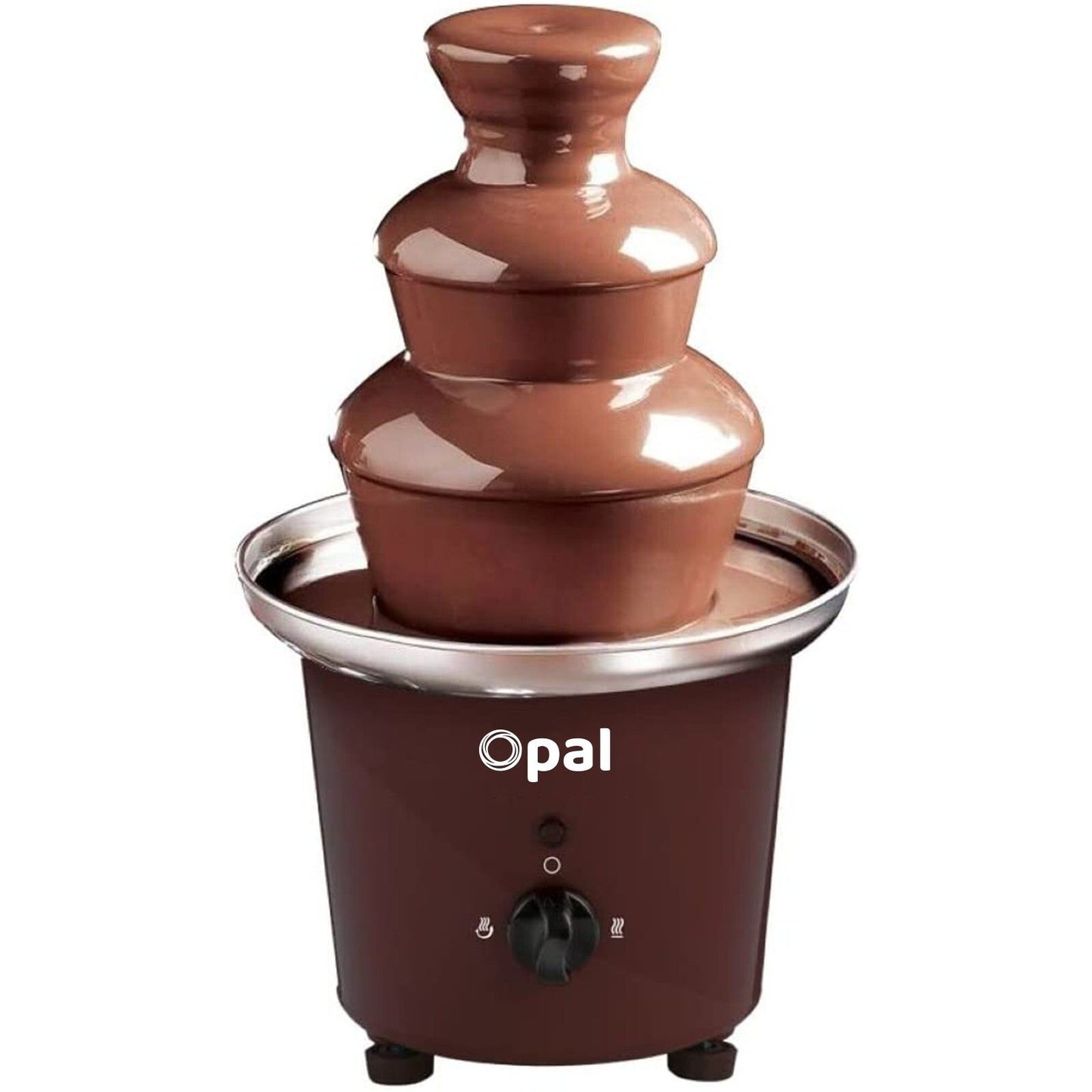 Chocolate fountain with 'Opal' branding on a white background