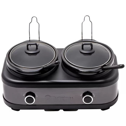 Double burner with two pots on a white background