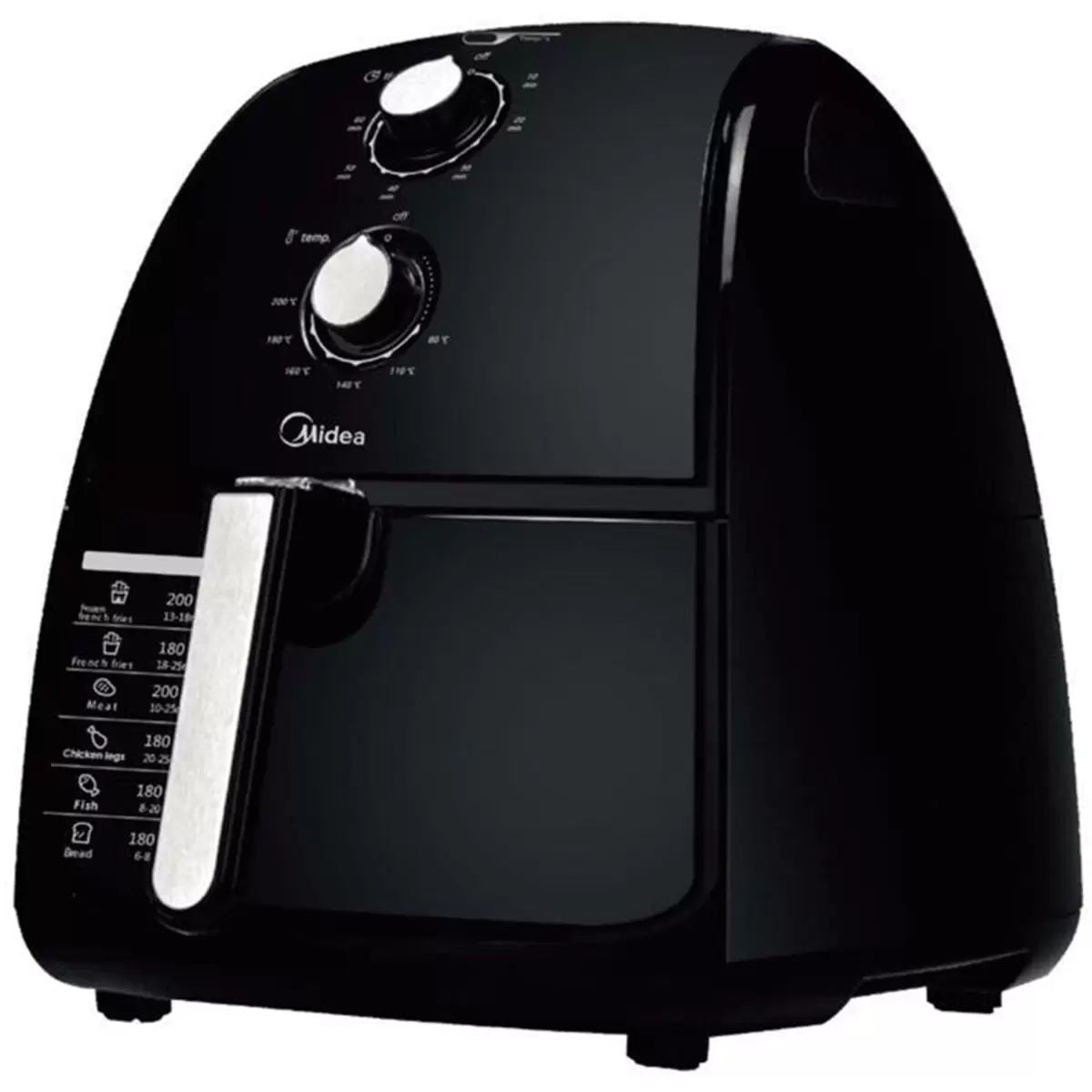 Black Midea air fryer on a white background