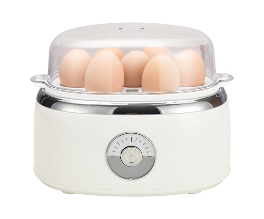 Egg incubator with six eggs on a white background