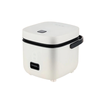 Front view of 1.2L portable rice cooker with white exterior and LED display