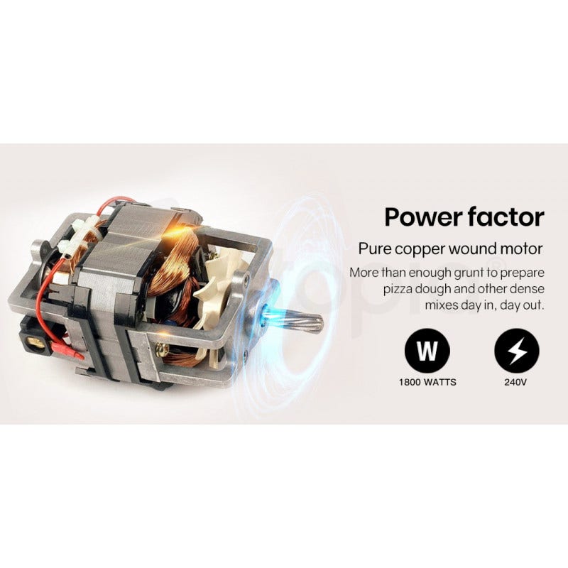 Motor with text about power factor and specifications on a white background