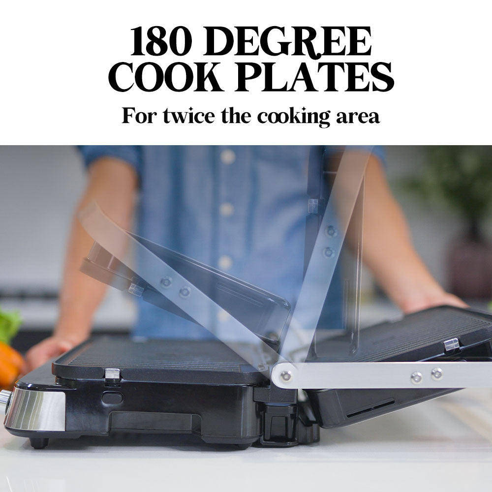180-degree cook plates with a person in the background