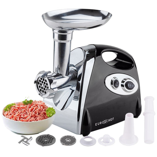 EuroChef meat grinder with attachments on a white background