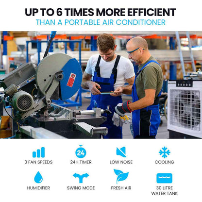 POLYCOOL 30L Evaporative Air Cooler Portable Industrial Fan, Purifier, Humidifier, Remote Control