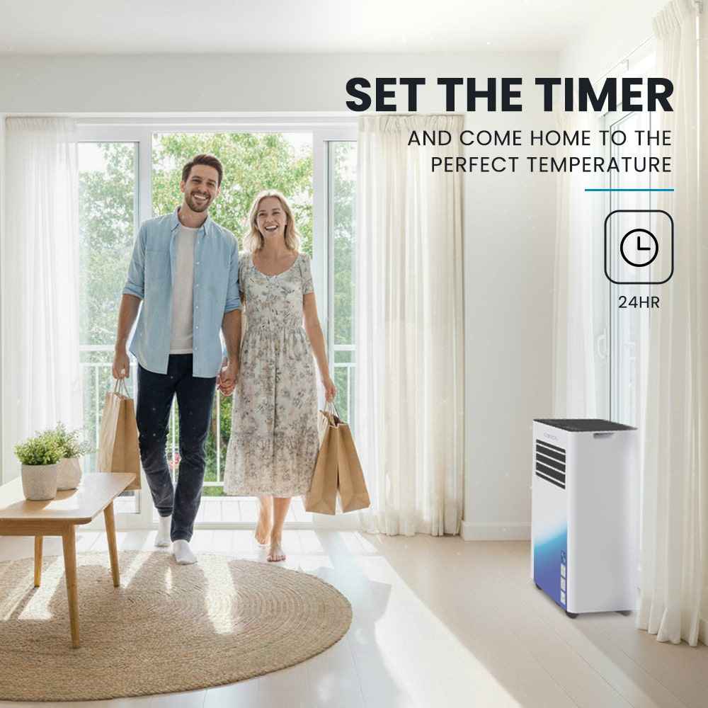 CARSON 2.05kW Portable Air Conditioner, Bluetec Edition, Dehumidifier & Fan Mode, Remote Control, 24hr Timer, Sleep Mode