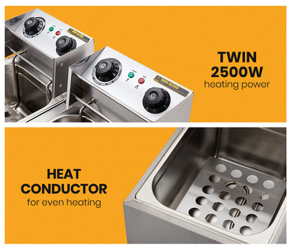 View of removable heating elements and oil tanks from the EuroChef Twin Deep Fryer.
