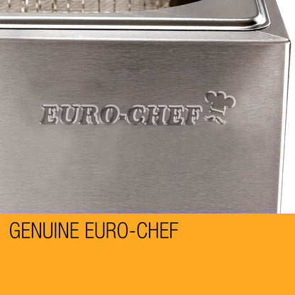 High-quality stainless steel construction of the EuroChef Twin 2x10L Electric Fryer for commercial kitchens.