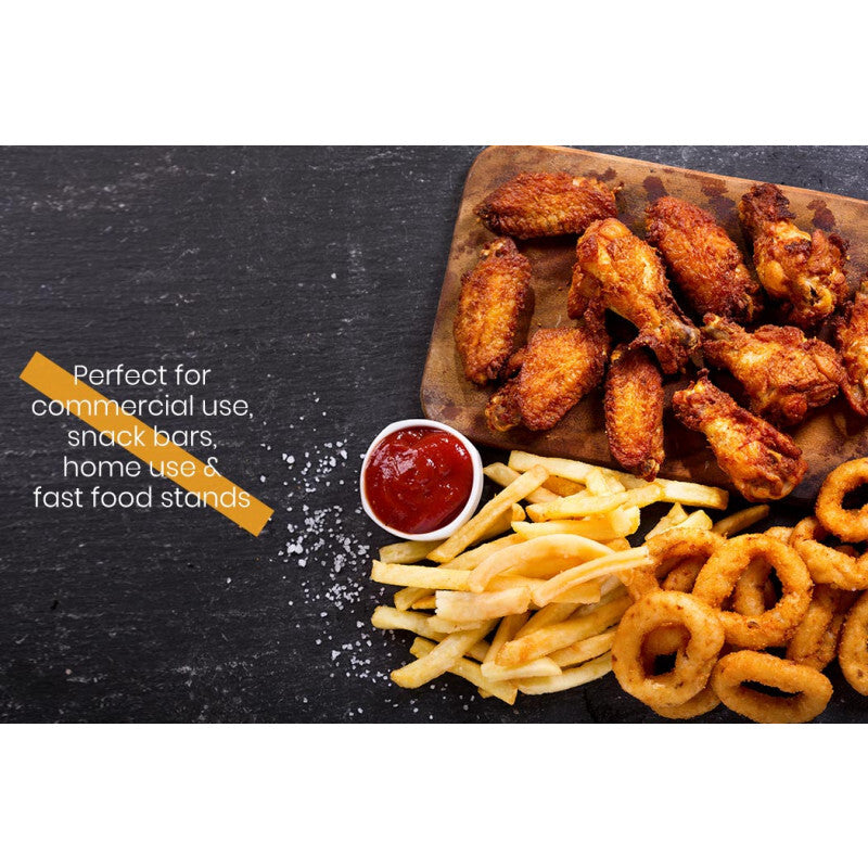 Hot chips and chickens fried using the EuroChef Twin Fryer.
