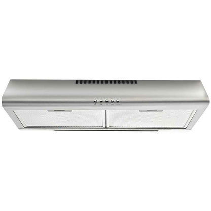 EUROCHEF 60cm Fixed Stainless Steel Rangehood, Quiet 3-Speed, 4-Layer Dishwashable Filters, Halogen Lights EFR60S
